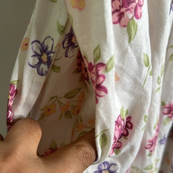 Erica vantage floral midi dress side pockets quarter button size M ivory red - Picture 8 of 9